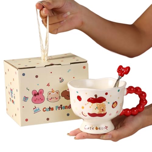 マグカップ かわいい ちいかわ うさぎ ハチワレ コーヒーコップ スプーン付き 陶器 400ml 漫画 かわいい 萌えグッズ 特別な形 おしゃれ 食器 洗いやすい オフィス用 自宅用 誕生日 祝日 プレゼント (C)