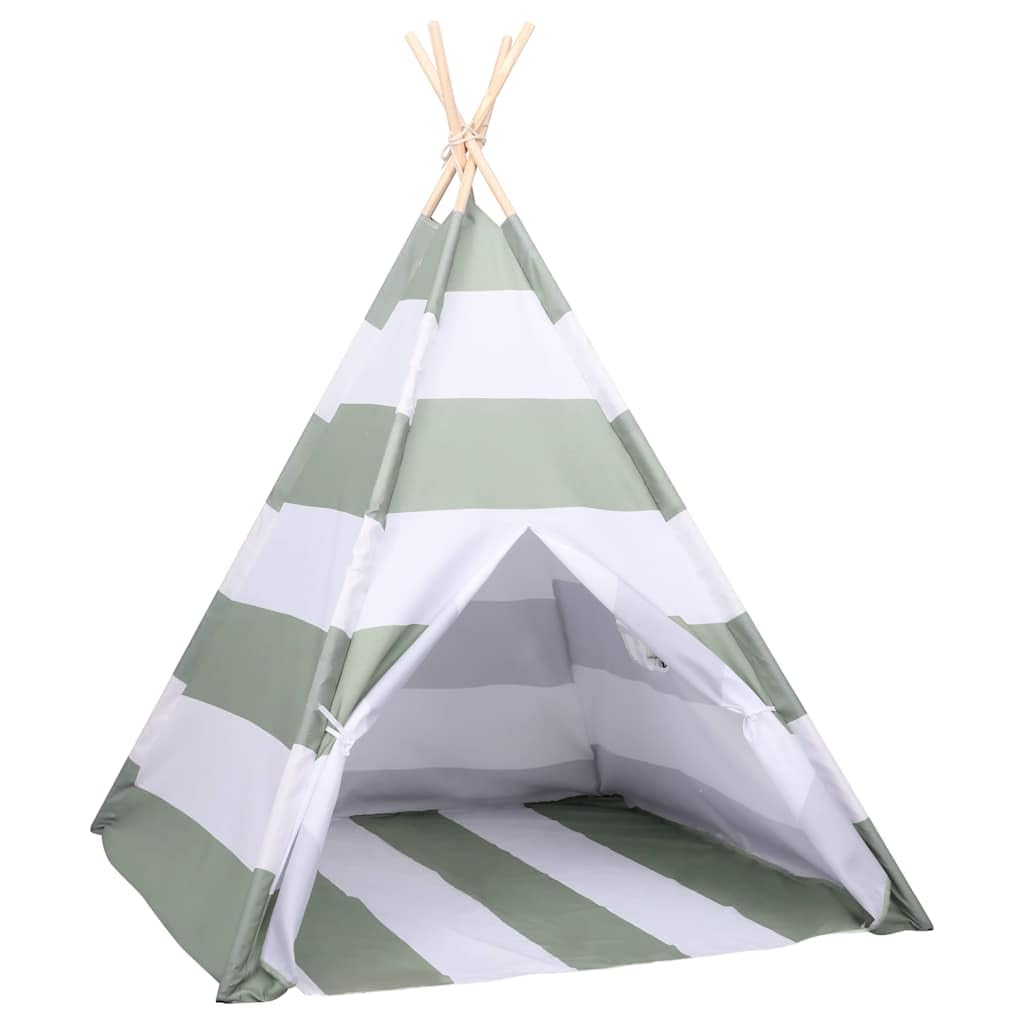 Tent Grau Weiß 120 x 120 x 150 cm Massivholz Kiefer | Faltbar und tragbar, Streifendesign, für drinnen und draußen, pflegeleicht mit feuchtem Tuch