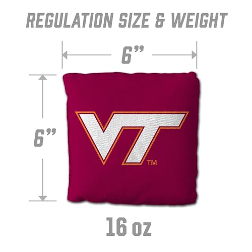 YouTheFan Officially-Licensed NCAA Virginia Tech Hokies Set of 4 Cornhole Bags - All Weather Regulation 6” x 6” Size - 16oz Weight - Designed in USA by YouTheFan - Image 3