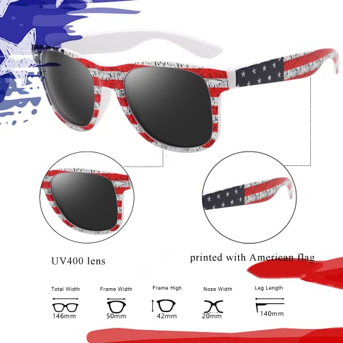 Parzin American Flag Sunglasses, Patriotic Flag Sunglasses, 80S Retro Style Sunglasses For Men Women Independence Day (American Flag 3) #TOP1