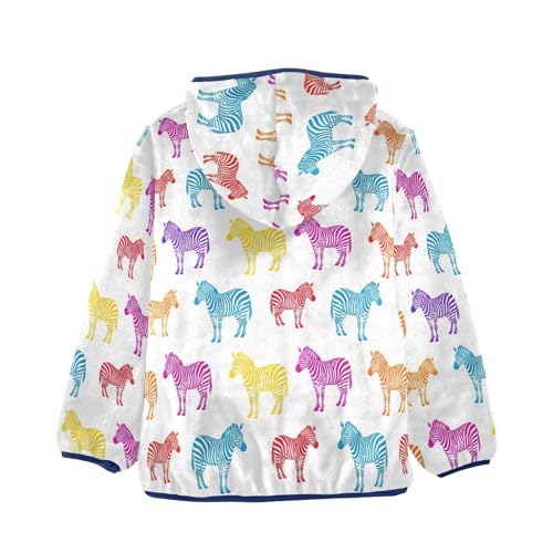CHIFIGNO Colorful Zebra Toddler Boys Zip up Jacket Light Soft Fleece Jacket 3T2