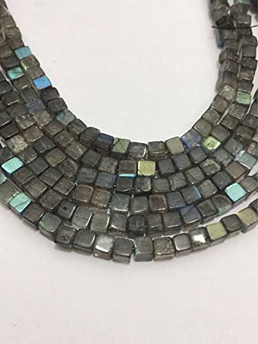 Perles en labradorite naturelle LKBEADS forme boîte lisse 4mm pour bijoux haut de gamme