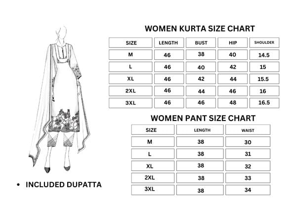 Image of Pinkmint Women Kurta Set Printed V Neck Stright Kurta & Bottom with Dupatta Set