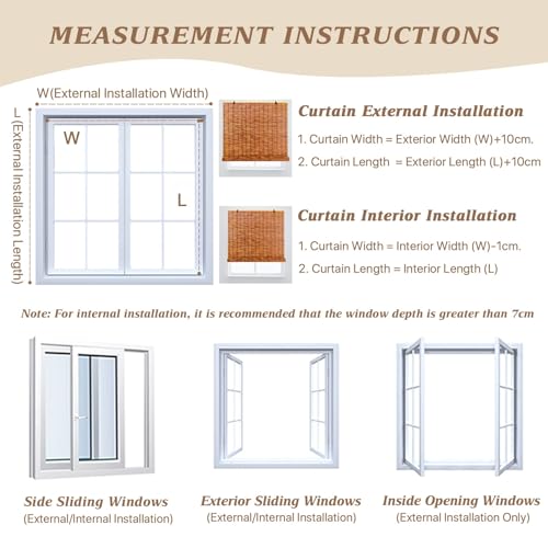 Retro Bamboo Roller Blind - 60 to 140cm Wide, Anti-UV, Outdoor Reed Curtains With Lifter, Sunshade Roll Up Bamboo Shades, Waterproof Kitchen Roller Blinds - Image 7