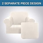 H.VERSAILTEX 2-Pieces Armchair Cover Chair Slipcovers with Arms Furniture Protector Cover Fit Width Up to 47 Inch, Jacquard Spandex Polyester Couch Covers Armchair Slipcover - Ivory, Chair - Image 5