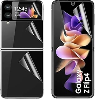 AMPLE Galaxy Z Flip 4 Screen Protector, [Full Set + 2 Pack] Outer + Inner Screen + Back Cover TPU Soft Film,[Bubble Free][Full Covered] Flexible Screen Protector for Samsung Galaxy Z Flip 4 5G
