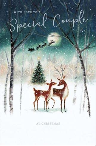 UK Greetings Special Couple 'Happy Christmas' Card - Stunning Design with Reindeer in the Snow - for Both of You