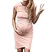 Produktbild Alwayswin Umstandskleid Knielange Schwangere Mutterschaft Kleider, Umstandsmode Damen Bodycon Kleid Mode Einfarbig ärmelloses Midikleid Freizeitkleid