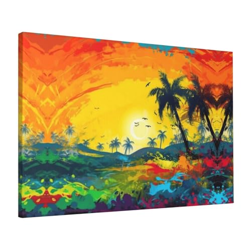 Peintures esthétiques sur toile de paysage abstrait coloré grand format