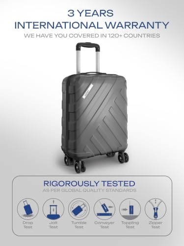 Image of Safari Medium Voro 65cm Trolley Bag Hard Case Polypropylene, 8 Spinner Wheels, 360 Degree Wheeling Carry on Luggage, Travel Bag, Suitcase for Travel, Trolley Bags for Travel, Gunmetal