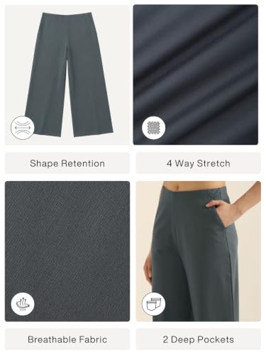 Image of SAADAA Palazzo Pants for Women Half-Elasticated Waistband | Palazzo for Women in Airy Linen Fabric | Regular Fit Mid Rise Waist & Deep Pockets | Versatile Formal & Casual Wear |