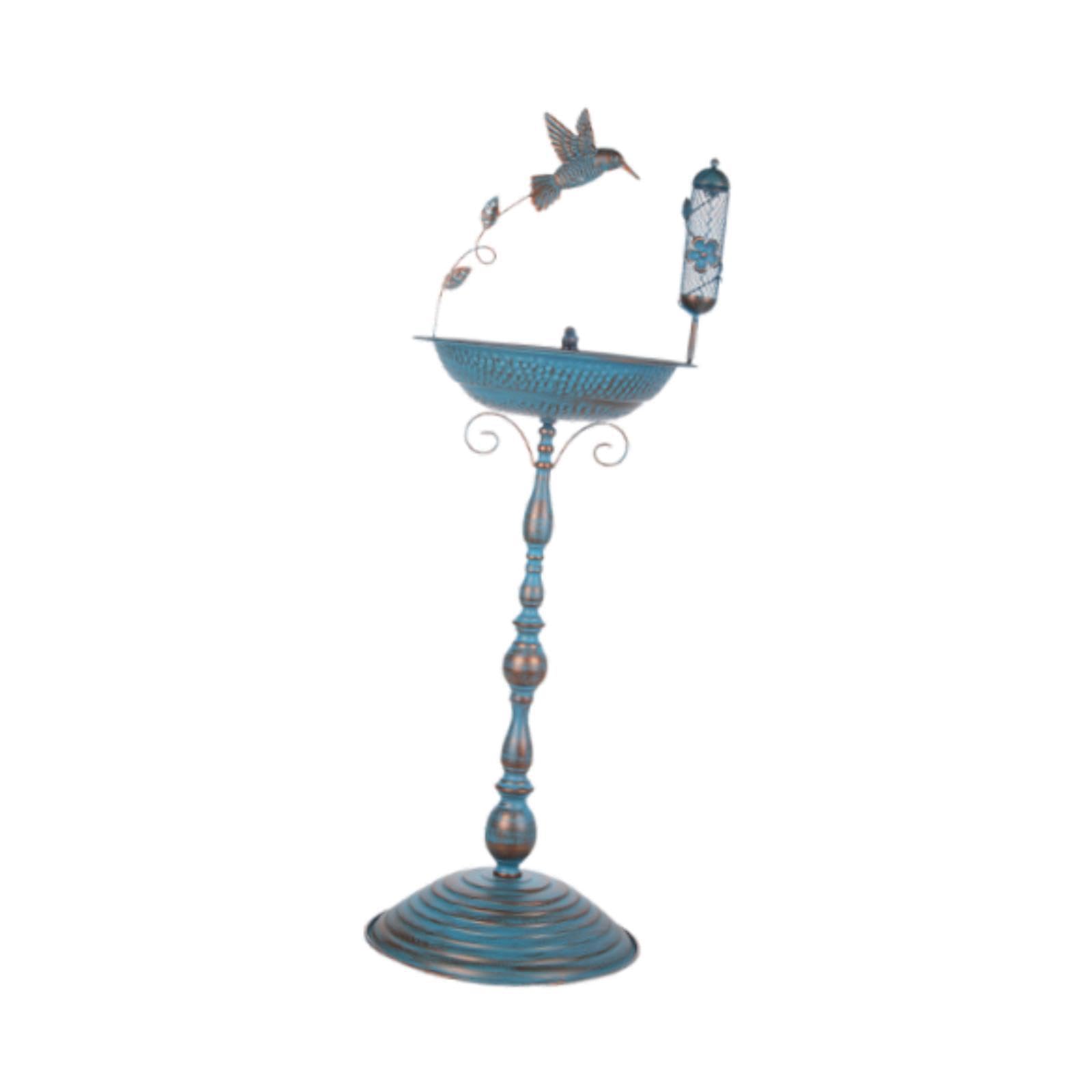 Cuenco de baño de hierro con estatua, comedero para pájaros y baño de jardín vintage, 33 cm x 103 cm