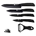 XYJ Ceramic Knives Set Covers Fruit Utility Slicing Chef Knife with Peeler (Black)
