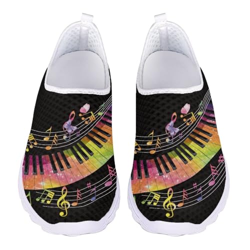 Jeiento Womens Walking Sneakers Colorful Musical Piano Keyboard Shoes Mesh Walking Sneakers Casual...