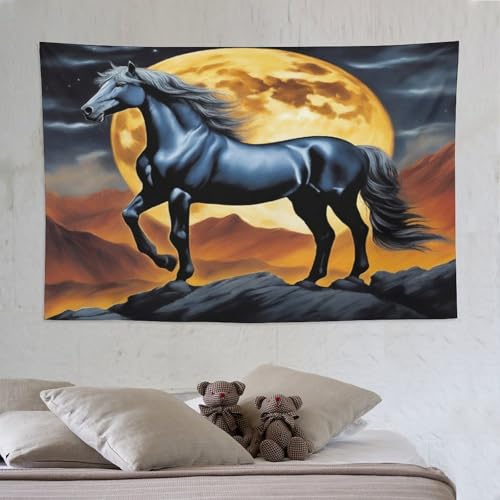 Tapisserie cheval tissu tenture murale de salon decoration maison grand format PAZZK 150x230