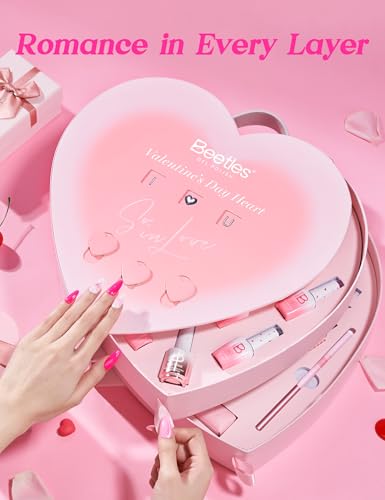 Image of Beetles Romantic Summer Gel Nail Polish Kit - Hot Pink Red Cat Eye Gel Nail Polish Set, Treat Yourself Self Care Gift Set with Pink & Rosy Gel Colors, DIY At-Home Manicure Gift for Women
