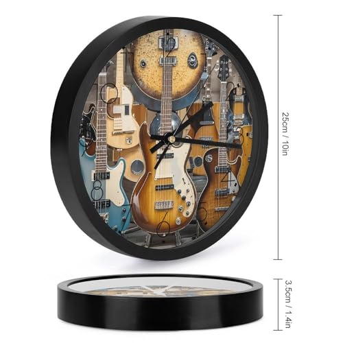 Horloge murale instruments de musique cadeau idéal guitare basse ronde 25cm