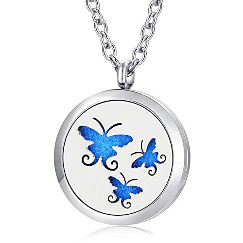 Preisvergleich Produktbild Aromatherapie-Anhänger Schmetterling Parfüm Halskette 316L Edelstahl Aromatherapie Ätherisches Öl Diffusor Halskette Anhänger