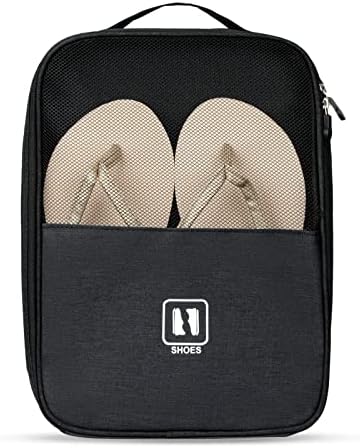 TRAVKOA Travel Shoe Bags, Large Shoe Bag Holds 3 Pair of Shoes for Travel Portable Shoes Pouch and Daily Use Storage Pouch with Handle, Small Black