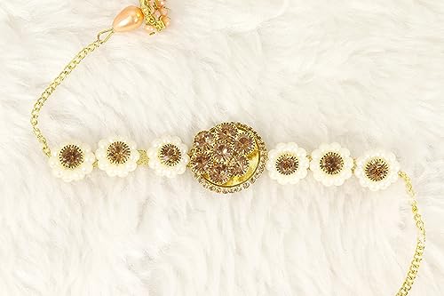 Image of NMII Gold Plated Chain Bracelet Rakhi For Brother Raksha Bandhan 2023 | Stylish Metal Rakhi | Rakhi for Brother /Bhabhi | Bracelet For Boys | Rakhi Combo | Rakhi Gift (Pack of 1)