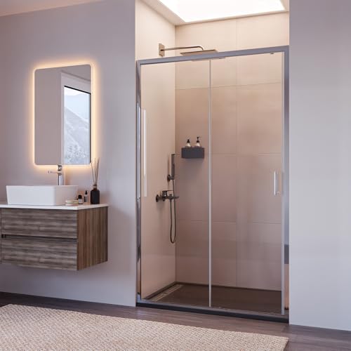 Porte de douche chromée anti-calcaire 1 porte coulissante h195 AGATA - 102