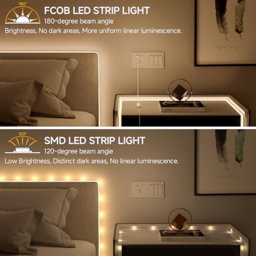 Image of BTF-LIGHTING FCOB COB LED Strip Lights 5V USB Powered Natural White 4000K | 3.28FT 320LEDs CRI90+ Dimmable Super Bright LED Light with 3M Tape for TV Backlight PC 3D Printer Cabinet Home DIY Lighting