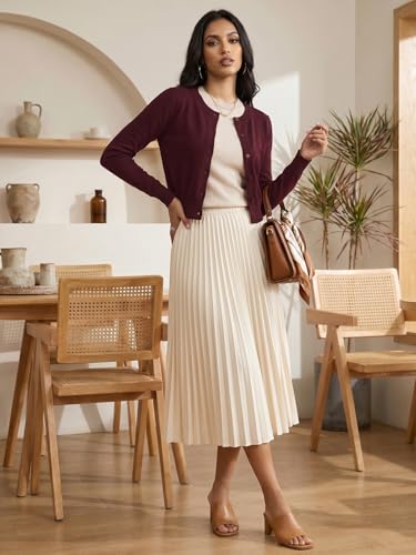 Image of LETDIOSTO Cropped Cardigan Bolero Shrug for Women, Button Down Long Sleeve Knit Sweater for Dresses,for Jeans, XS to XL
