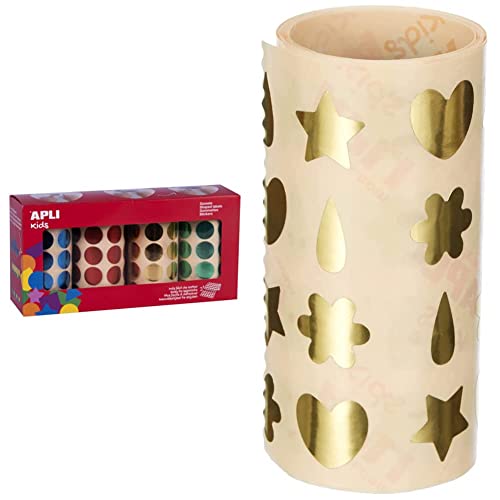 Gommettes rondes Apli Kids et formes dorées pour activités manuelles