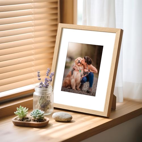 Image of upsimples 9x12 Picture Frame Solid Wooden, Nursery Decor, 1Pack Natural | 100% Solid Wood, Fit 6x8 with Mat and 9 x 12 Photo, Wall Decor or Tabletop Display, Safe For Nursery Kids Room