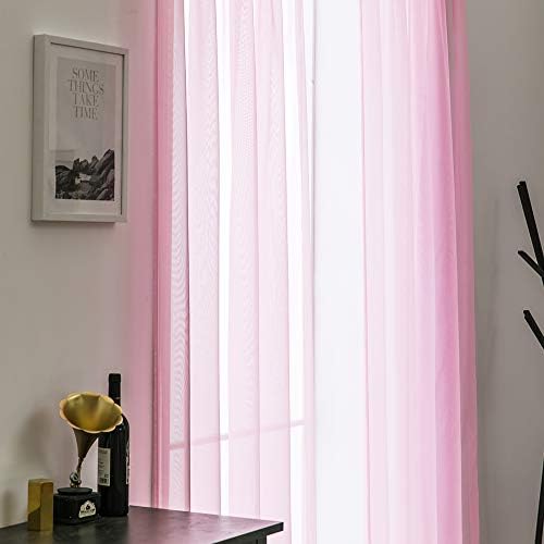 MIULEE 2 panele w czystym kolorze, przezroczyste zasłony okienne, gładkie, eleganckie panele welonowe, zasłony okienne, do sypialni, salonu, różowe, 140 x 175 cm, cholewka kieszonkowa