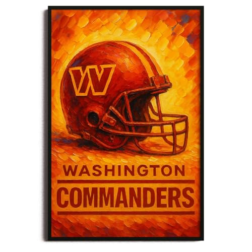 SPASAV (Unframed 11x17) Commanders Helmet Canvas Print Oil Painting Style Wall Art Poster for Washington Football Fans Game Room or Man Cave Decor