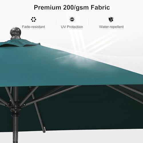 Image of PURPLE LEAF Outdoor Market Umbrella 11.5' x 8' Rectangle Green 8 Metal Ribs