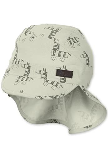 Sterntaler Baby Jungen Schirmmütze Baby Schirmmütze Nackenschutz Zebra - Schirmmütze Baby, Baby Mützen - aus Baumwolle - mittelgrün, 55