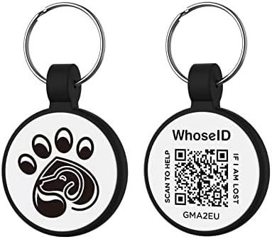 QR Code Dog ID Tag, Modifiable Personalized Pet Online Profile, Silicone Silencer Dog Tag, Custom Pet Tag, GPS Tracking Location Alert Email, Lightweight Cat Tag, No Annoying Jingle (Paw, White)