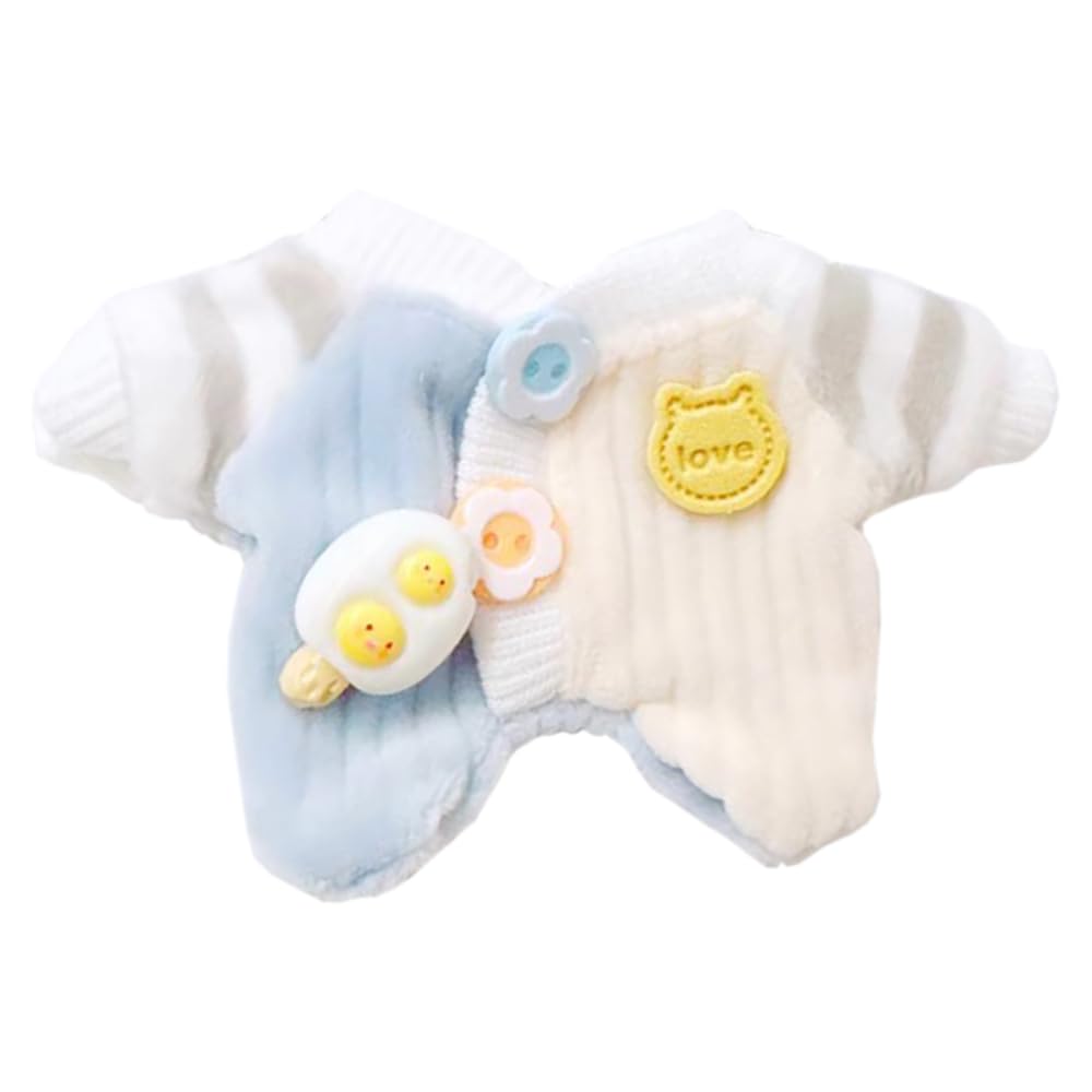 niannyyhouse Vêtements de poupée en peluche de couleur unie - 10 cm, 15 cm, 17 cm, 20 cm (blanc + bleu clair, 10 cm