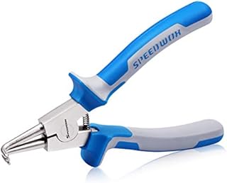 SPEEDWOX Circlip Pliers External Snap Ring Pliers with Bent Jaw 7 Inch Retaining Ring Plier Precision C Clip Pliers Fixed Tip Comfort TPR Handles