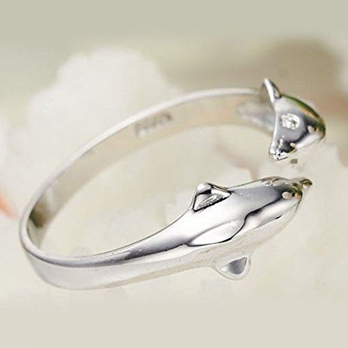 Mixia Adjustable Open Ring Zircon Dolphin Ring Finger Diamante Cz Crystal For Women Wedding Engagement Jewelry #TOP5