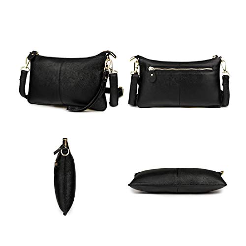 Artwell Genuine Leather Clutch Wallet For Women Wristlet Envelop Small Crossbody Purse Card Shoulder Bag (Black) #TOP5