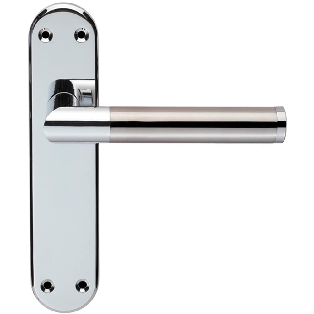 Loops Round Bar Lever Latch Backplate Door Handle - 180 x 40mm - Chrome & Nickel