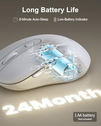 Image of wegear USB Wireless Mouse for Laptop PC Mac, 2.4GHz Cordless Mouse with 6 Buttons, 5-Level Adjustable 4000 DPI, Ergonomic Portable Optical Computer Mice, 24-Month Battery Life -White