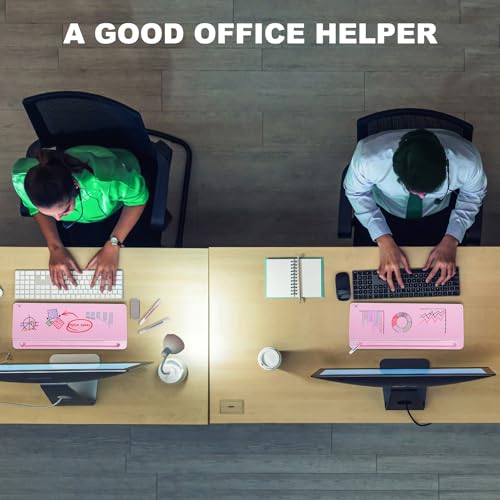 Image of TSJ OFFICE Desktop Whiteboard Dry-Erase-Board - Computer Keyboard Stand White Board Surface Pad with Drawer, Desk Organizers with Accessories for Office, Home, School Supplies - Complete Pink