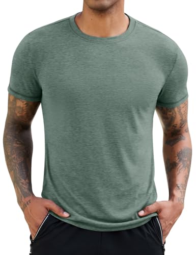 Xnova Camiseta Basica Hombre Manga Corta T-Shirt Cuello Redondo tee Corte Clásico Unicolor Informal T-Shirts Tops elástico (Verde, XL)