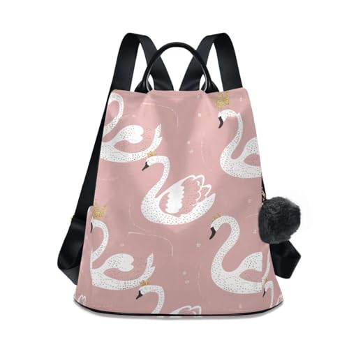 Sac à dos tendance rose pour femme avec poche zippée Swan Crowns