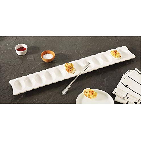 Mud Pie Deviled Egg Tray Set With Fork Serving Dish, One Size, White #TOP6