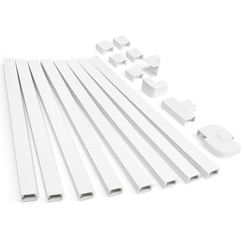 126in Cord Hider Kit, ZhiYo Cord Covers for Wall Mounted TV, Paintable Wire Cover for Cords, TV Cable Hider Wall Kit, Wall Cord Concealer, Cable Cover Wall Wire Management, 8xL15.7in W0.95in H0.55in