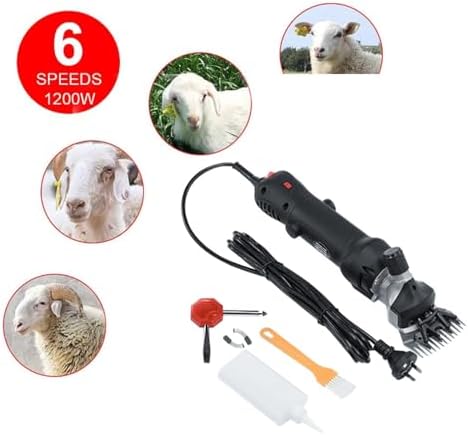 690W Portable Electric Sheep Shears, 220V, 2800RPM, 6 Speed Professional Wool Shearing Tool for Efficient Fur Shaving in Sheep (Red) - High Power & Performance