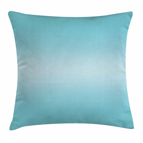 Ambesonne Ombre Throw Pillow Cushion Cover, Open Blue Sky on a Spring Day Inspired Vivid Blue Colored Modern Nature Design Art, Decorative Square Accent Pillow Case, 16  X 16 , Turquoise