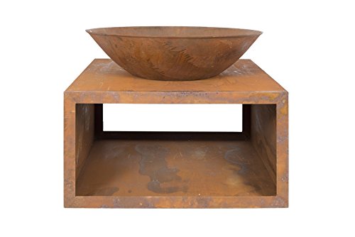 La Hacienda Moho Contemporary Steel Firepit with Logstore Modern, Patio Heater Wood Burner