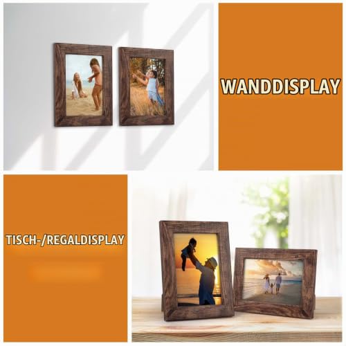 PETAFLOP 7er Set Bilderrahmen 10x15 CM Braun, Bilderrahmen holz Wand und Tischbilderrahmen, Geeignet für den Einsatz in Wohnungen Büros usw – Ansicht 4