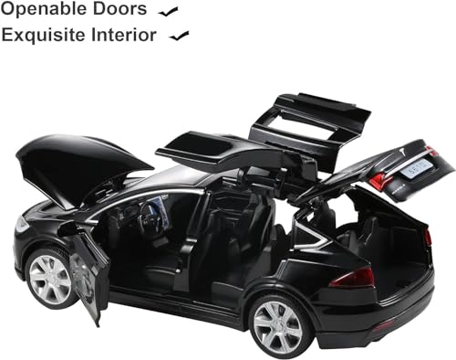 Image of LONGMIRE Metal Pull Back Diecast Car Pull Back Model with Sound Light Boys Gifts Toys for Kids Pack of 1, Multicolor (Tesla X90)
